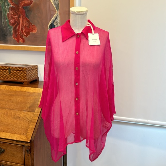 ALYSI chocolat Crepe Camicia - Fuchsia - Picture 1 of 8